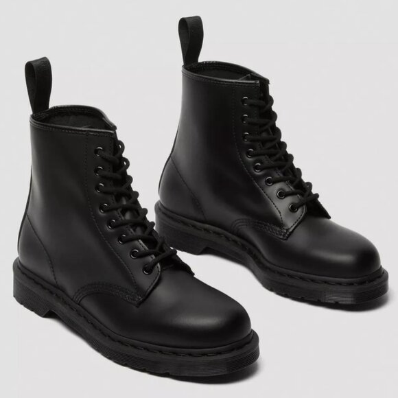 Dr Martens 1460 Black Mono Lace-Up Leather Boots - Picture 2 of 10